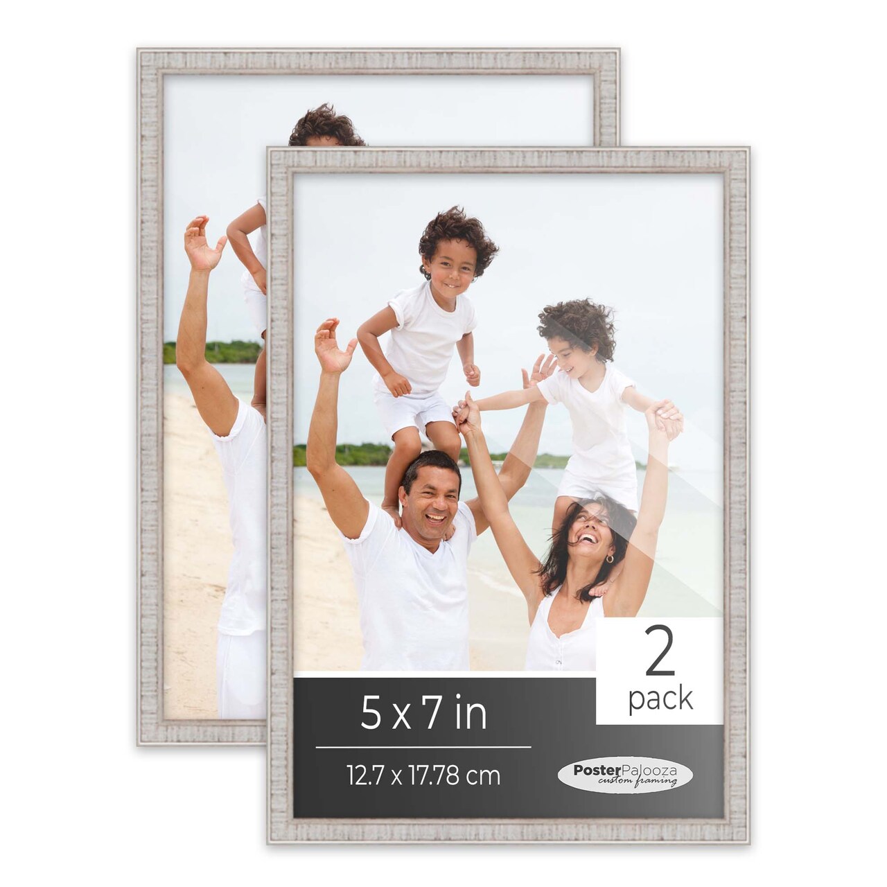 Pack of 2 Rustic White Picture Frames | Solid Wood | UV-Resistant Acrylic | Easy Gallery Wall Setup